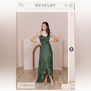 Revelry Satin Olive Bridesmaid Dress size 8